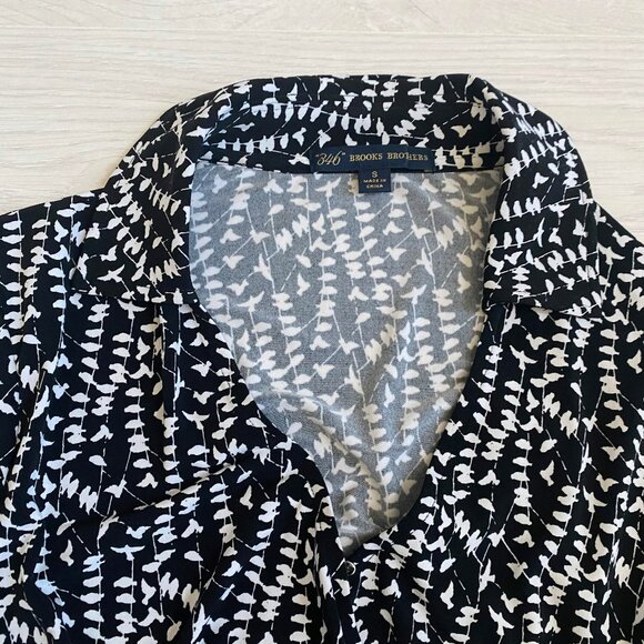 Brooks Brothers Bird Print Surplice Faux Wrap V neck Shirt Dress Sz S Career - Picture 9 of 12
